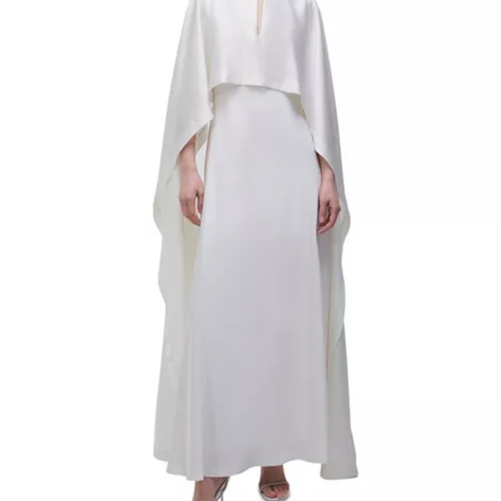 Jonathan Simkhai White Maxi Cape Dress